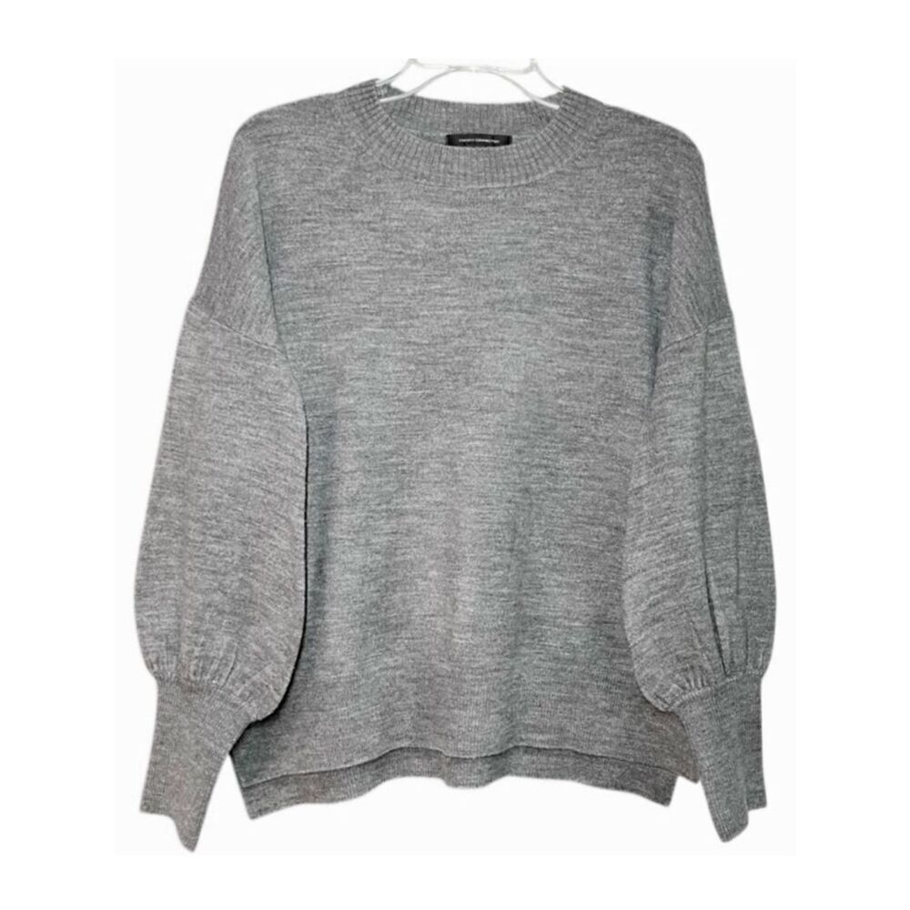 French Connection Loose Fitting Balloon Sleeve Sweater in Grey Heather Women’s S